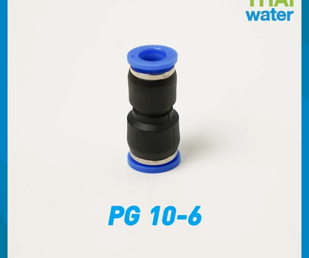 PG10-6 ข้อต่อลม ข้อต่อตรง ขนาด 10x6 mm. ดำ