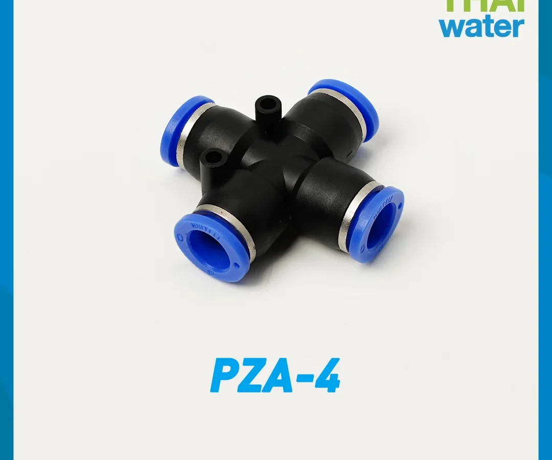 PZA-4 ข้อต่อลม 4 ทาง ขนาด 4 mm.