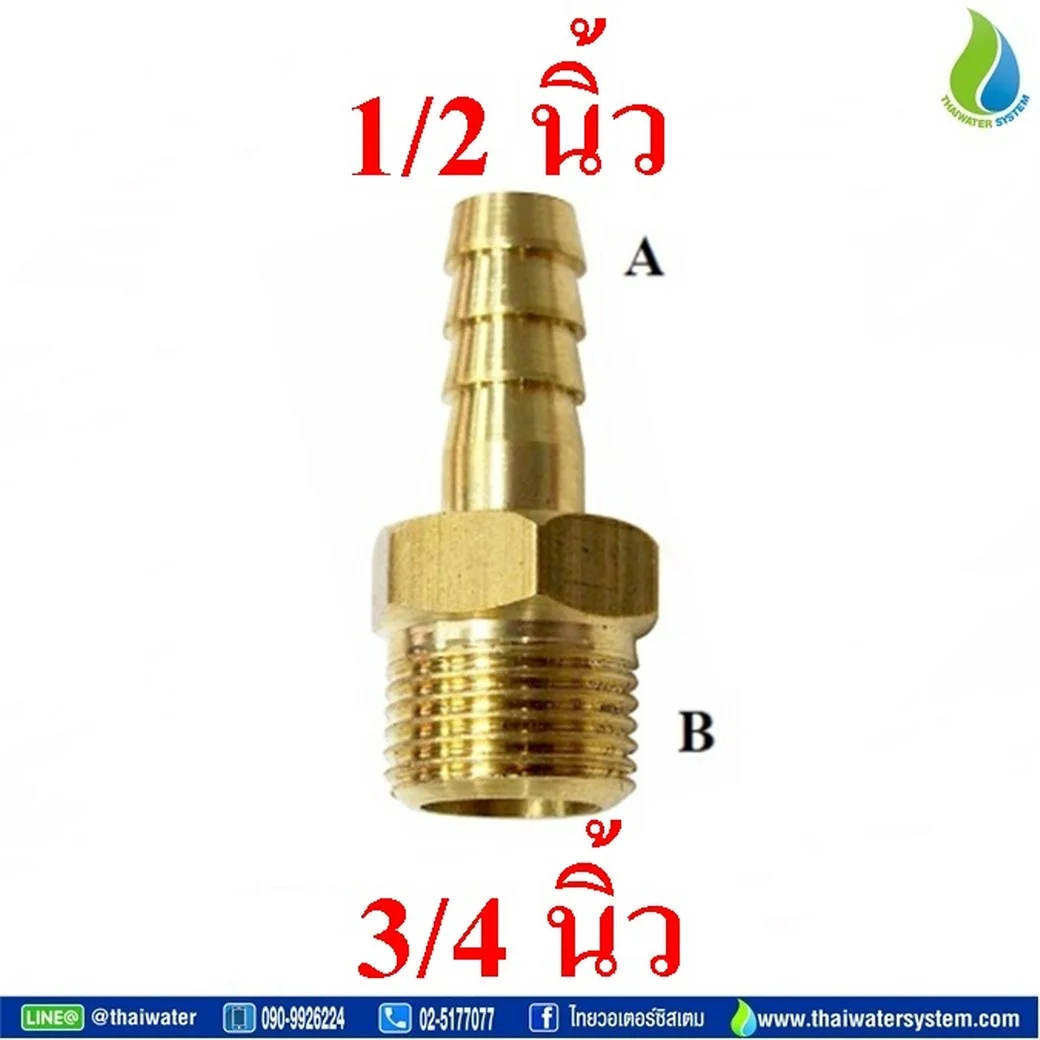 ข้อต่อทองเหลืองเกลียวนอก 3/4 นิ้ว x หางปลาไหลเสียบสาย 1/2 นิ้ว - Image 2