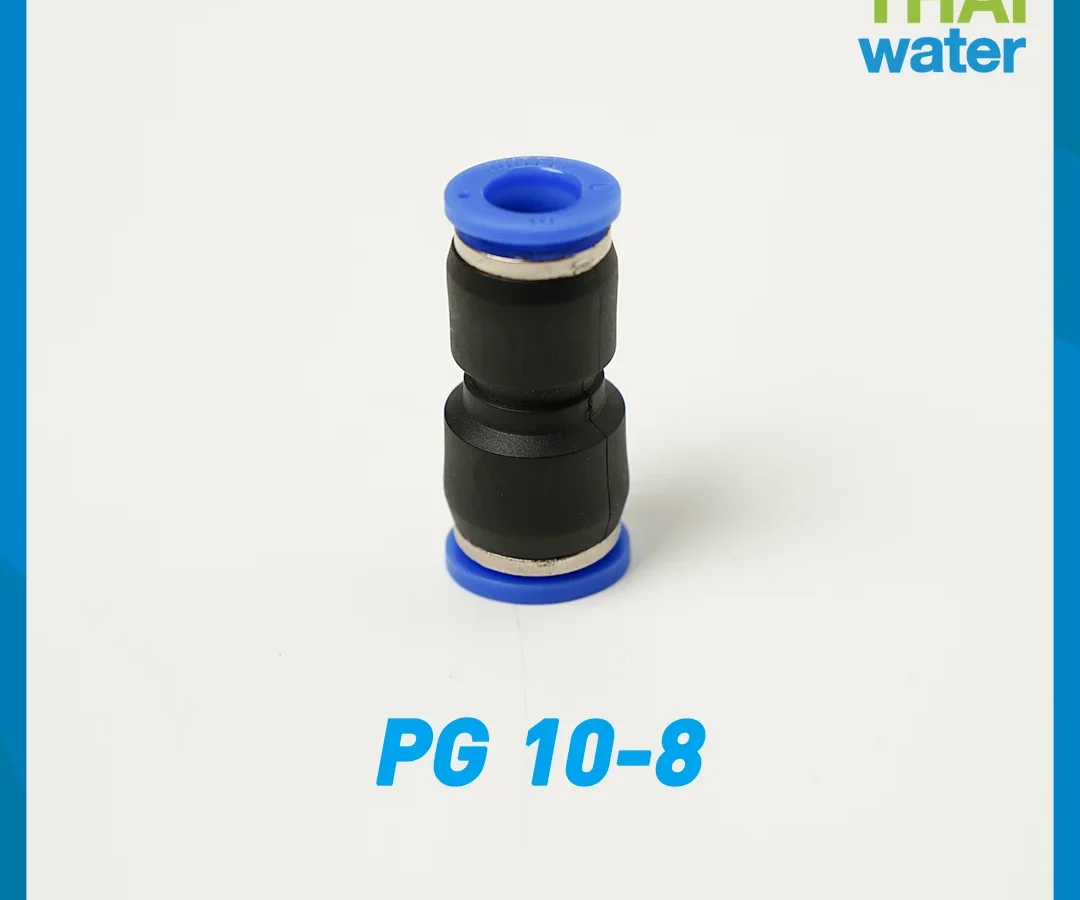 PG10-8 ข้อต่อลม ข้อต่อตรง ขนาด 10x8 mm. ดำ