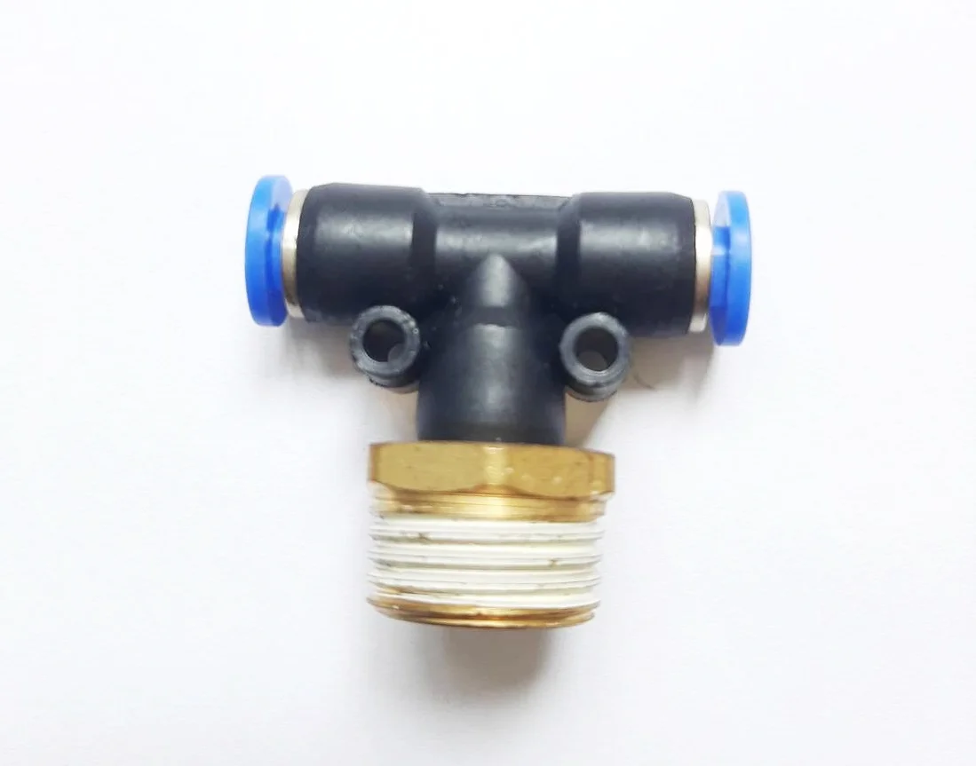 (PB6-04) ข้อต่อลม 3 ทาง เกลียวนอก 1/2" x เสียบสาย 6 mm. ดำ - Image 3