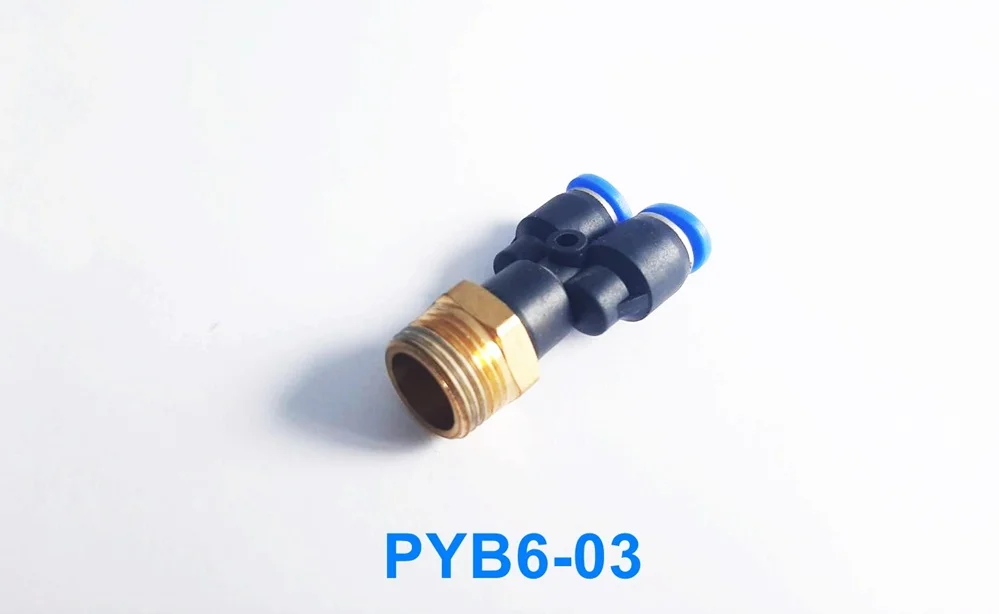 PYB6-03 ข้อต่อลม 3 ทางตัว Y เกลียวนอก 3/8 x เสียบสาย 6 mm. ดำ - Image 2