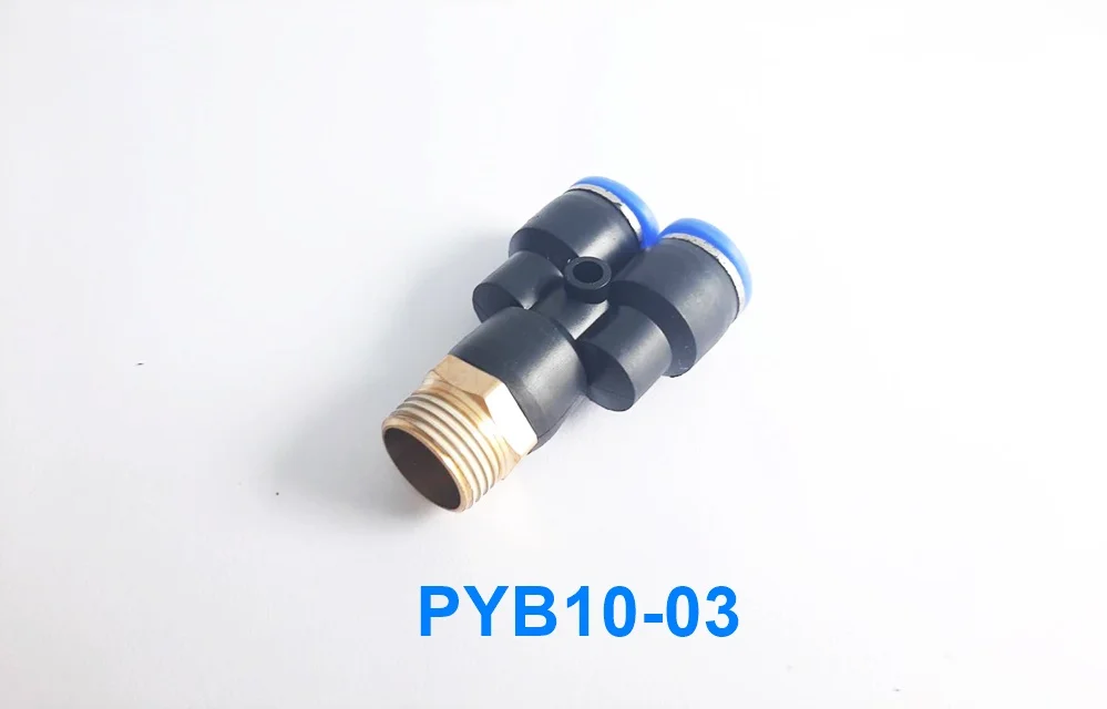 PYB10-03 ข้อต่อลม 3 ทางตัว Y เกลียวนอก 3/8 x เสียบสาย 10 mm. ดำ - Image 2