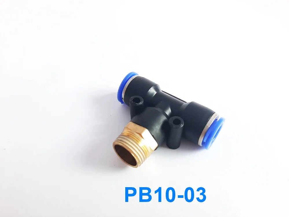 (PB10-03) ข้อต่อลม 3 ทาง เกลียวนอก 3/8" x เสียบสาย 10 mm. ดำ - Image 2