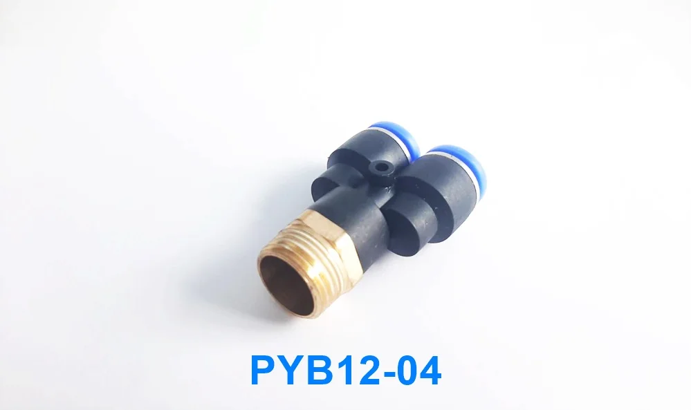 PYB12-04 ข้อต่อลม 3 ทางตัว Y เกลียวนอก 1/2 x เสียบสาย 12 mm. ดำ - Image 2
