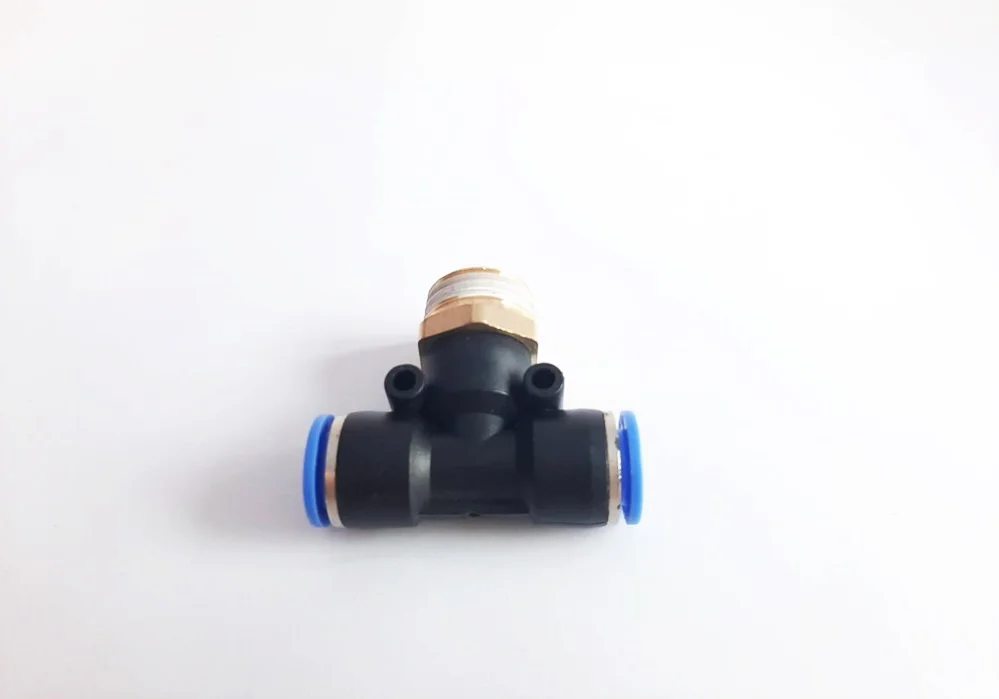(PB10-04) ข้อต่อลม 3 ทาง เกลียวนอก 1/2" x เสียบสาย 10 mm. ดำ - Image 3