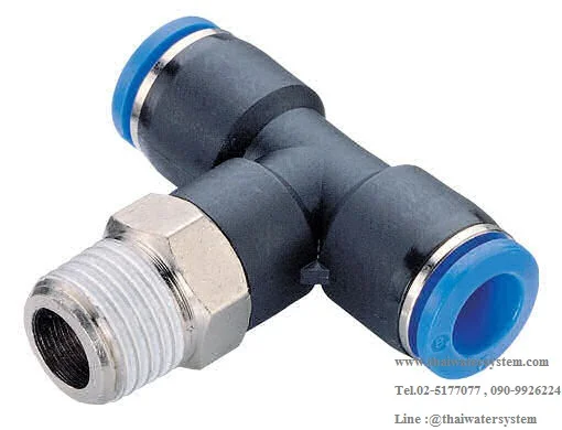 (PB6-02) ข้อต่อลม 3 ทาง เกลียวนอก 1/4" x เสียบสาย 6 มม.สีดำ - Image 4