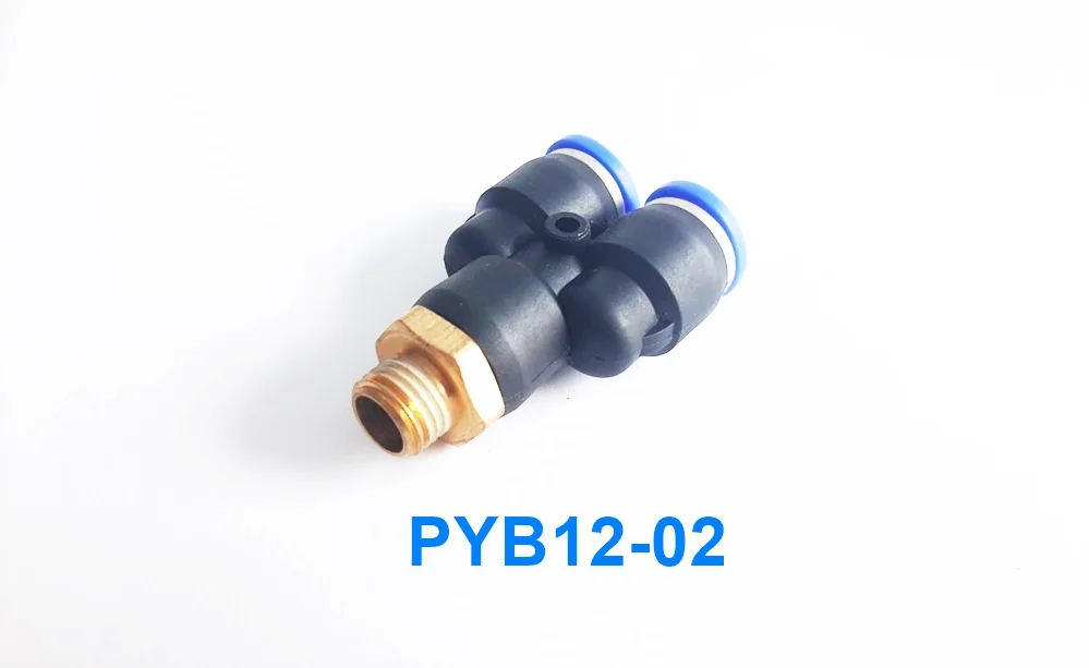 PYB12-02 ข้อต่อลม 3 ทางตัว Y เกลียวนอก 1/4 x เสียบสาย 12 mm. ดำ - Image 2