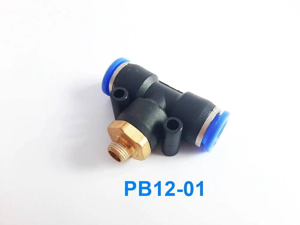 (PB12-01) ข้อต่อลม 3 ทาง เกลียวนอก 1/8" x เสียบสาย 12 mm. ดำ - Image 2