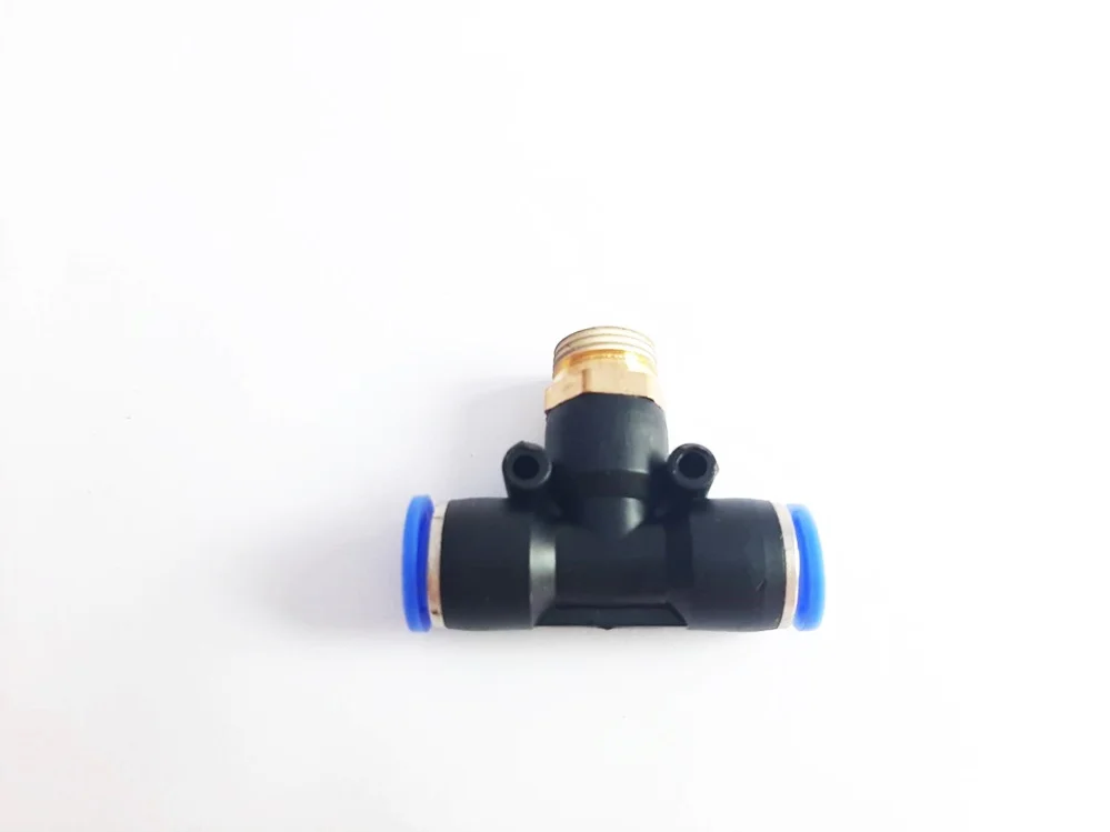 (PB10-03) ข้อต่อลม 3 ทาง เกลียวนอก 3/8" x เสียบสาย 10 mm. ดำ - Image 3