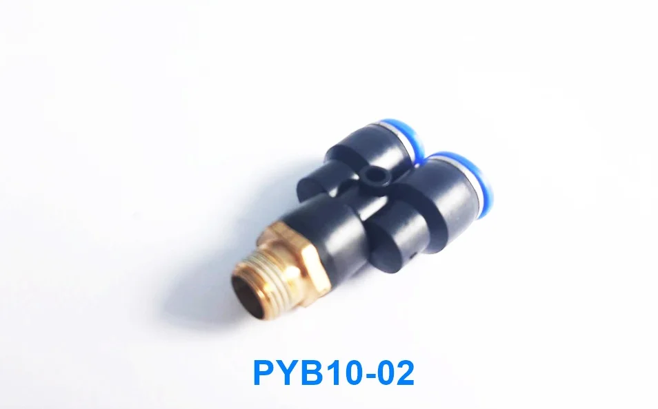 PYB10-02 ข้อต่อลม 3 ทางตัว Y เกลียวนอก 1/4 x เสียบสาย 10 mm. ดำ - Image 2