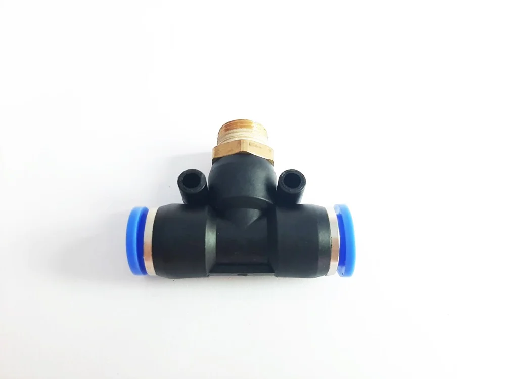 (PB12-03) ข้อต่อลม 3 ทาง เกลียวนอก 3/8" x เสียบสาย 12 mm. ดำ - Image 3