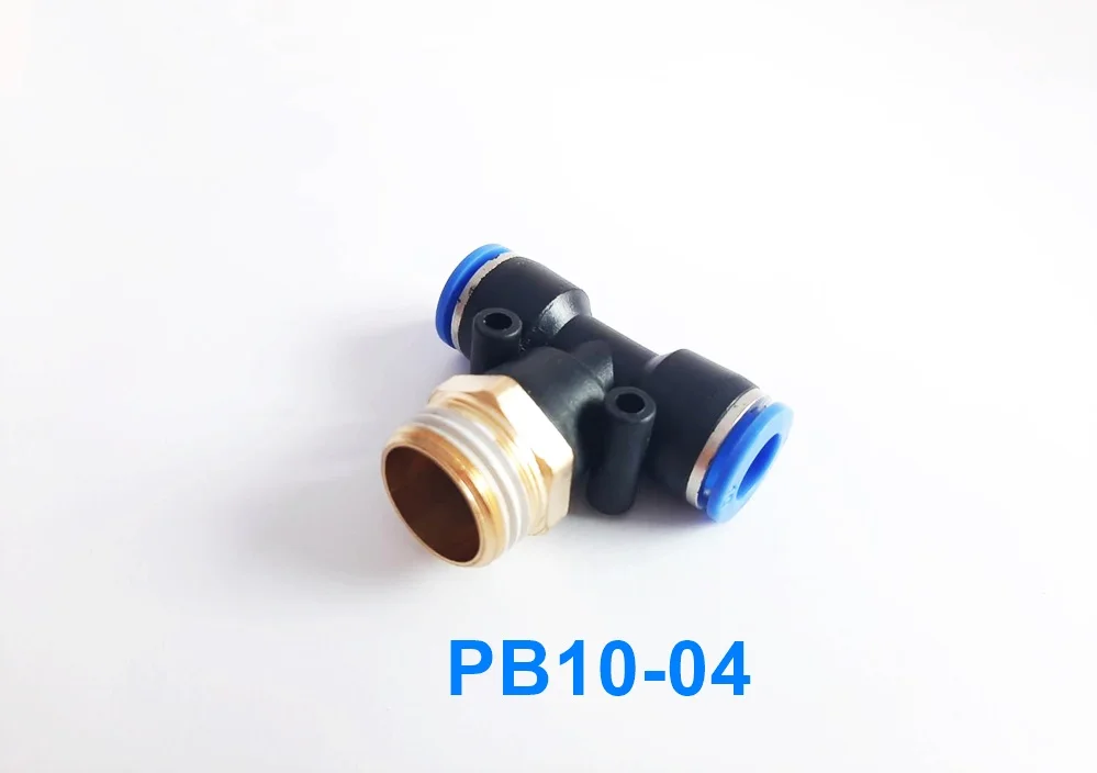 (PB10-04) ข้อต่อลม 3 ทาง เกลียวนอก 1/2" x เสียบสาย 10 mm. ดำ - Image 2