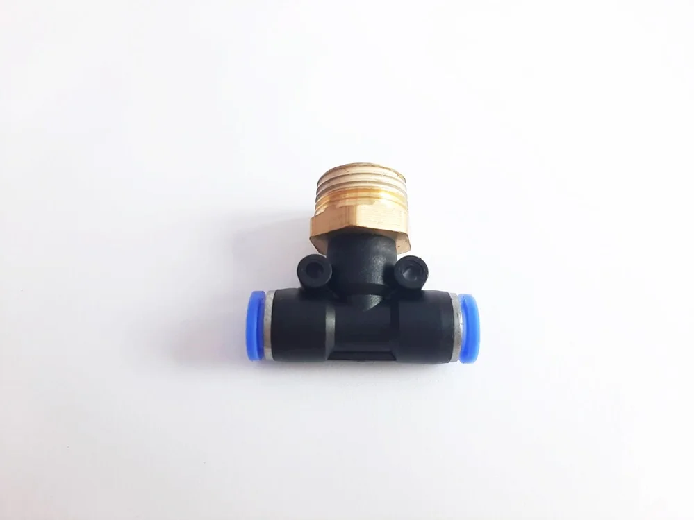 (PB8-04) ข้อต่อลม 3 ทาง เกลียวนอก 1/2" x เสียบสาย 8 mm. ดำ - Image 3